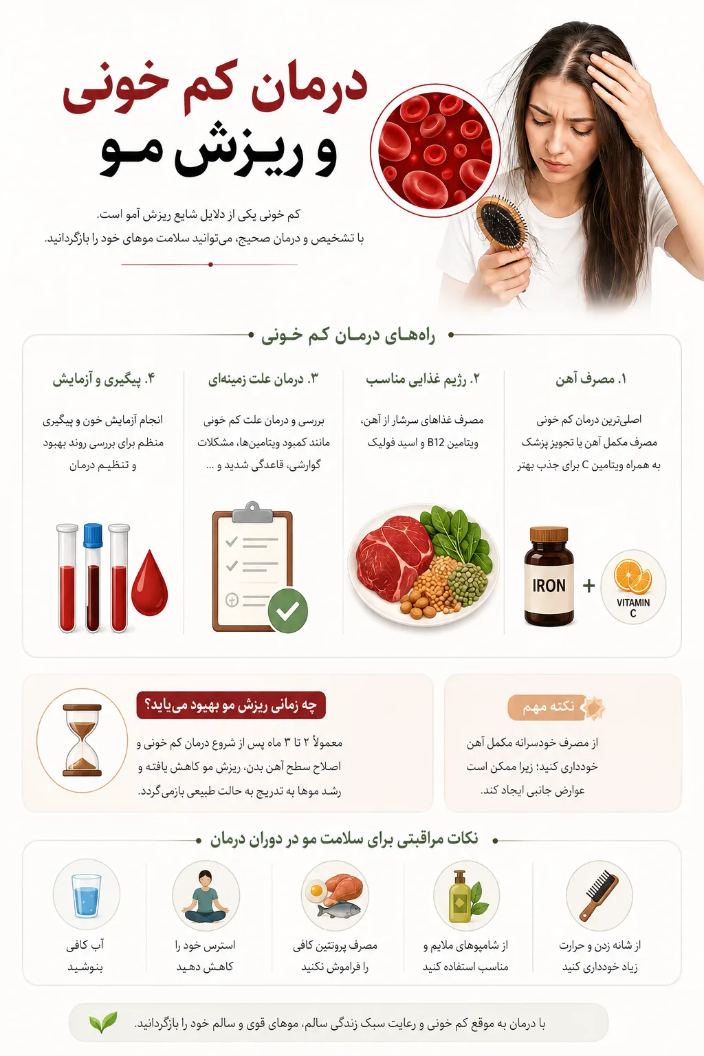 روش های درمان کم خونی و ریزش مو