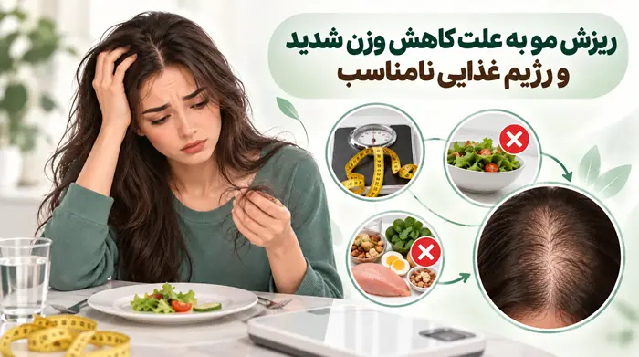 ریزش مو به دلیل کاهش وزن شدید و رژیم غذایی نامناسب